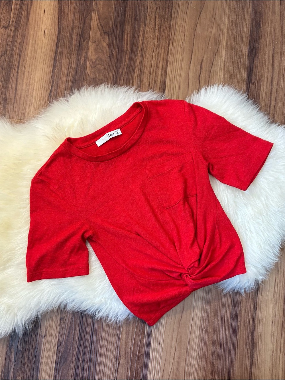 Aritzia Wilfred Free Red Subah Front Wrap Tie Shirt • Size XXS